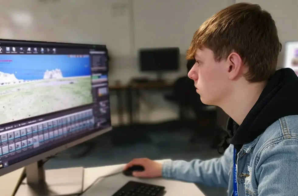 Student working on a computer