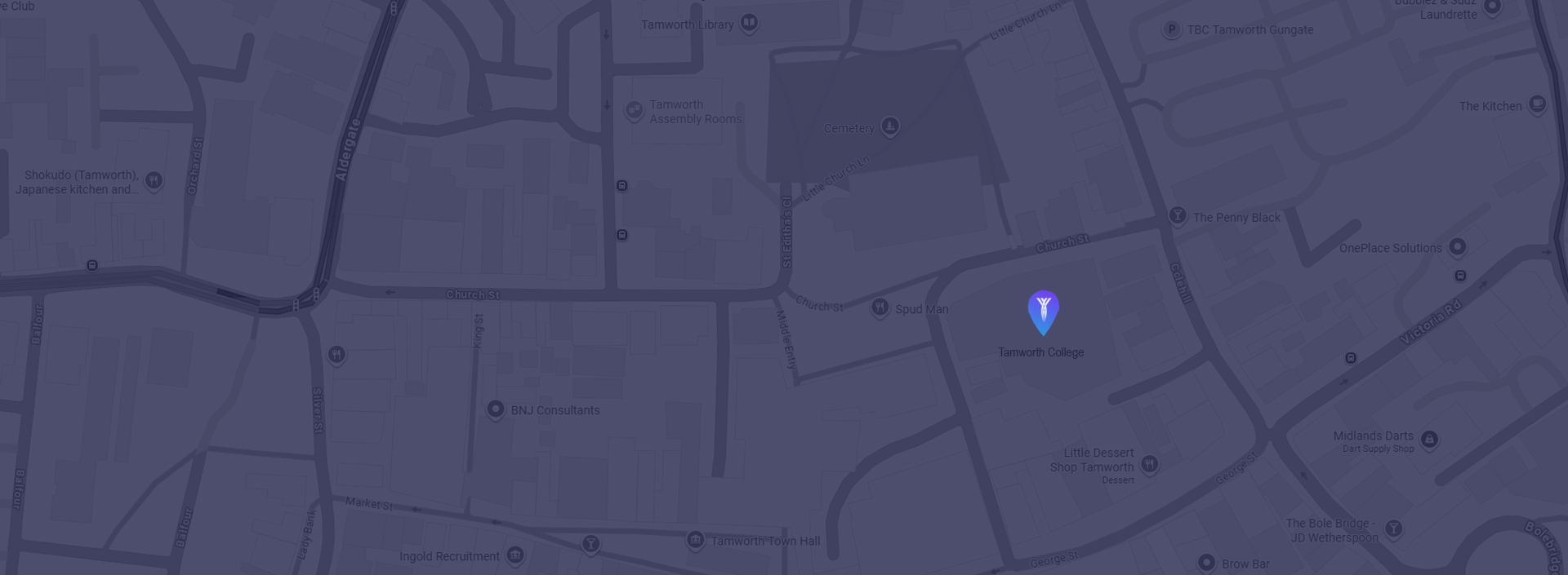 Map of where to find Tamworth College