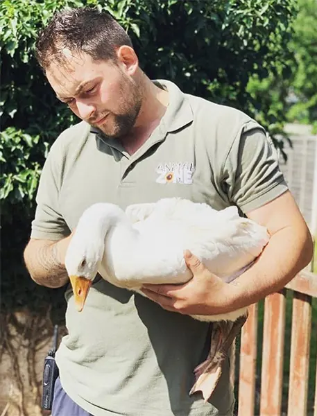 Animal Zone Keeper Elliott with a duck