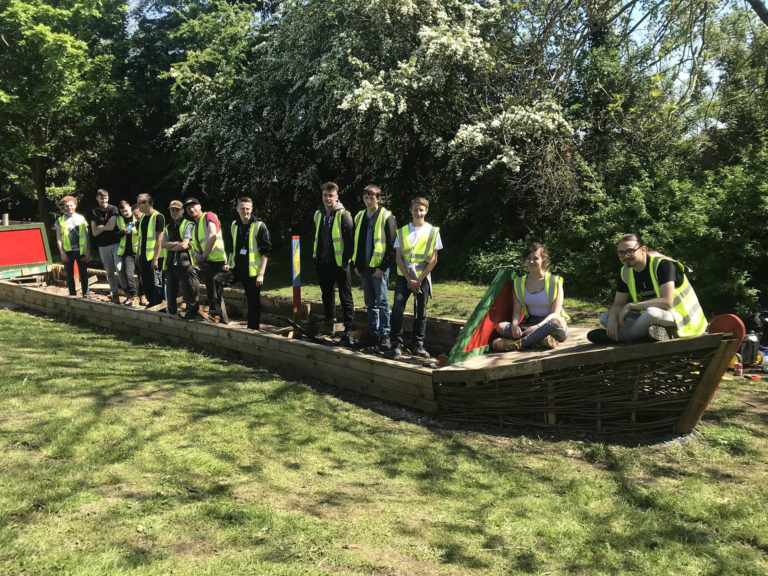 Students on a canal boat