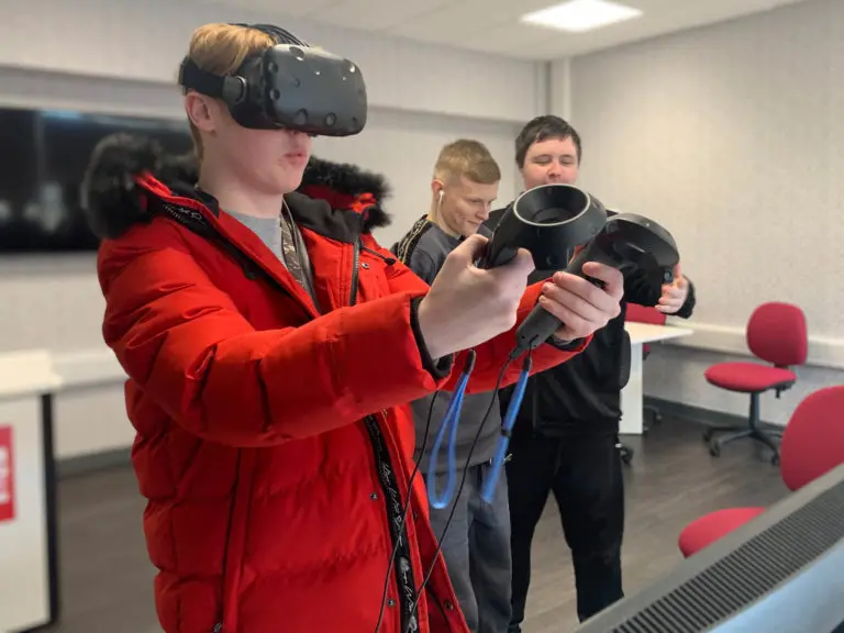 Games student learning VR
