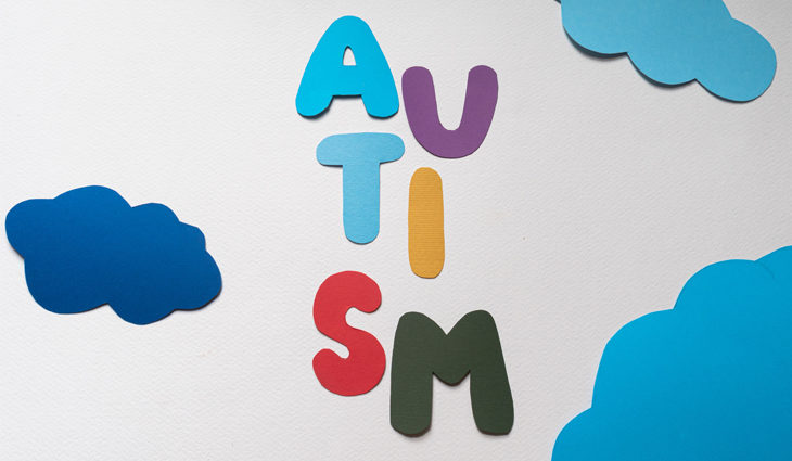 Autism spelt out on the wall in cut out letters