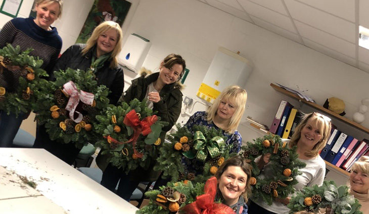 Christmas Wreath Students with their work