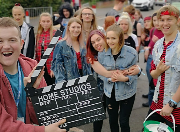 Students filming out on location