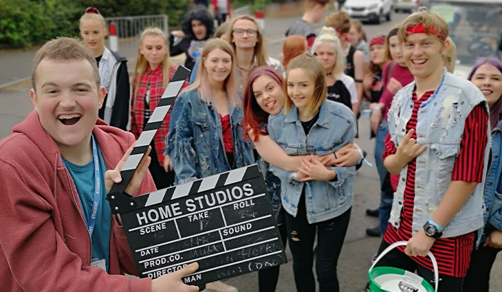 Students filming out on location