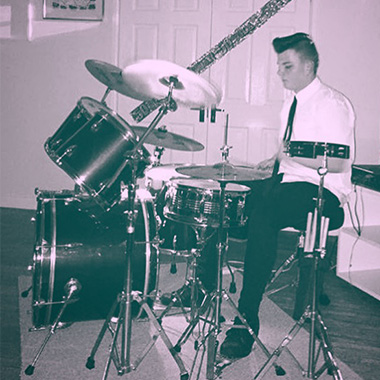 Jamie Bedford. Music Student playing drums