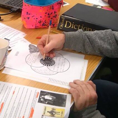 Man taking part in arts and crafts activities