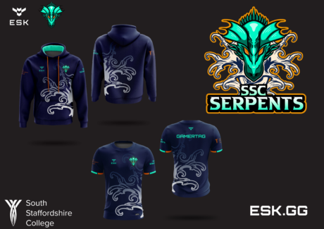 A photo showing the SSC Serpents clothing that our students designed
