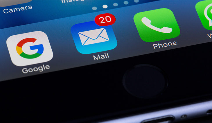 Emails on phone