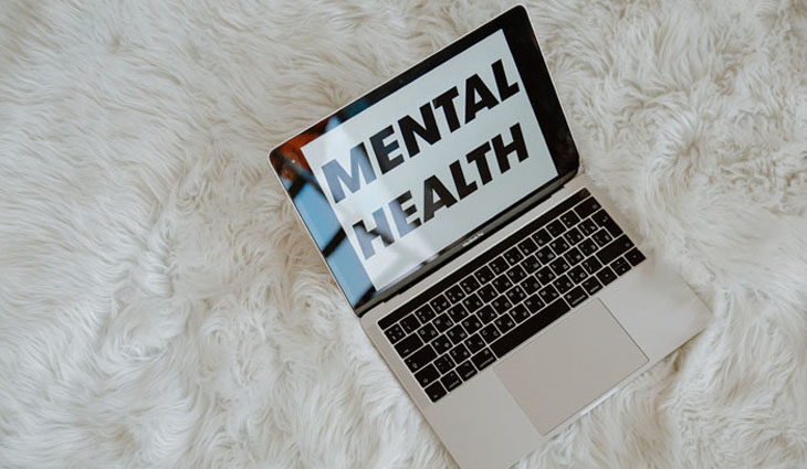Mental Health wording on a laptop