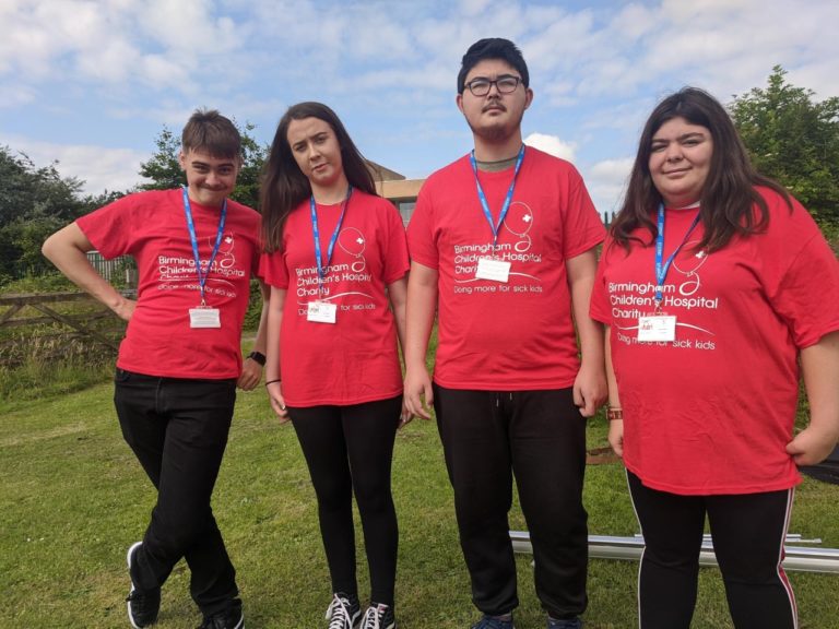 Princes Trust students wearing Birmingham Children's Hospital t-shirts