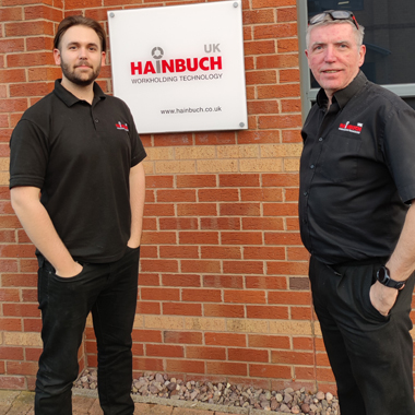 Engineering apprentice Jacob Machin with Hainbuck UK MD Nick Peter