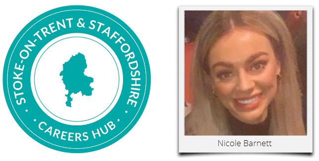 Stoke-on-Trent & Staffordshire Careers Hub logo and photograph of Nicole