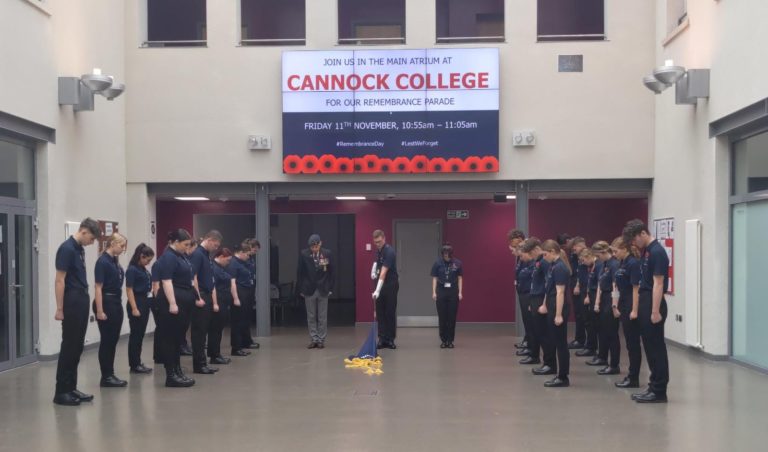 Students at Cannock College on Remembrance Day 2022