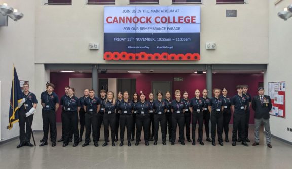 Public Services students at Cannock College on Remembrance Day 2022