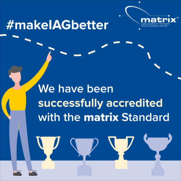 Graphic showing South Staffordshire College have been successfully accredited with the matrix Standard