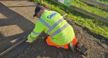 Carnell staff member working on Rodbaston Animal Zone path