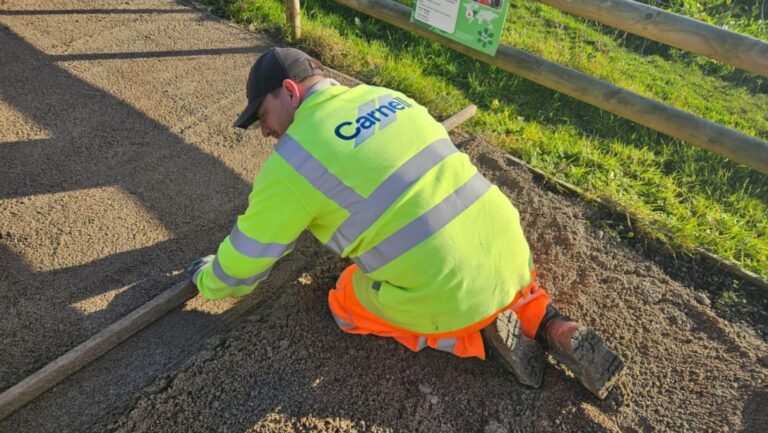 Carnell staff member working on Rodbaston Animal Zone path