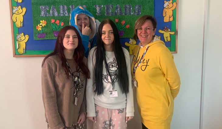 Photo of Level 1 Early Years dressed up in pyjamas for Children in Need