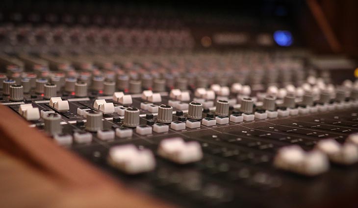 Music studio mixing desk