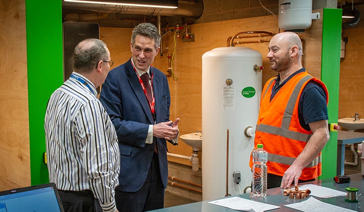 Gavin Williamson MP visit to Net Zero Energy Training Centre